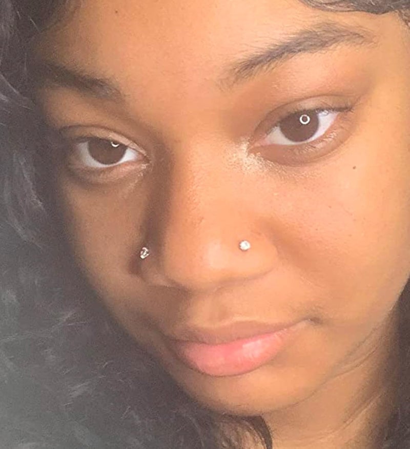 MODRSA Fake Nose Stud Fake Nose Ring Stud Fake Nose Piercing Fake Lip Ring Fake Earrings Stud Silver Gold Fake Cartilage Helix Earring Clip on Earring Hoop Fake Eyebrow Ring Fake Bridge Piercing - Image 4